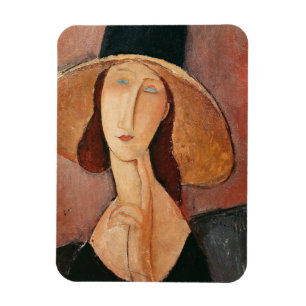 Portrait von Jeanne Hebuterne in einem großen Hut Magnet