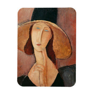 Portrait von Jeanne Hebuterne in einem großen Hut Magnet