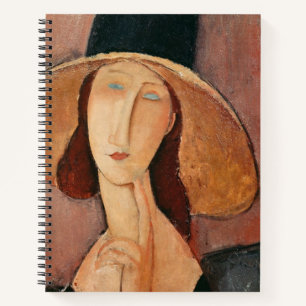 Portrait von Jeanne Hebuterne in einem großen Hut Notizbuch