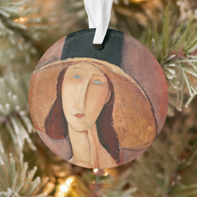 Portrait von Jeanne Hebuterne in einem großen Hut Ornament (Baum)