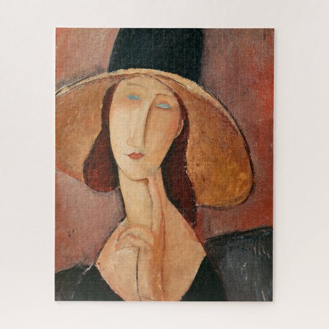 Portrait von Jeanne Hebuterne in einem großen Hut Puzzle (Vertikal)