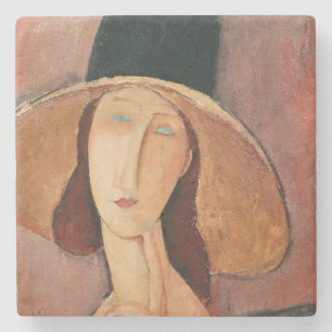 Portrait von Jeanne Hebuterne in einem großen Hut Steinuntersetzer