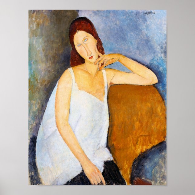 Portrait von Jeanne Hebuterne, Modigliani Poster (Vorne)