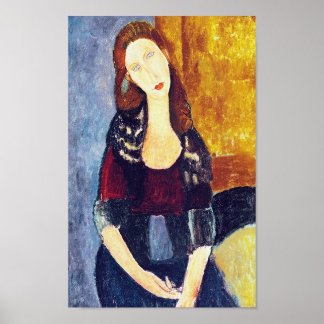Portrait von Jeanne Hebuterne, Modigliani Poster (Vorne)