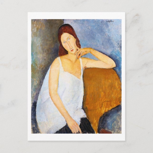 Portrait von Jeanne Hebuterne, Modigliani Postkarte (Vorderseite)
