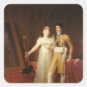 Portrait von Jerome Bonaparte und seiner Ehefrau Quadratischer Aufkleber