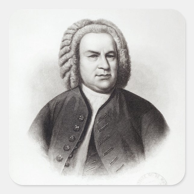 Portrait von Johann Sebastian Bach Quadratischer Aufkleber (Vorderseite)