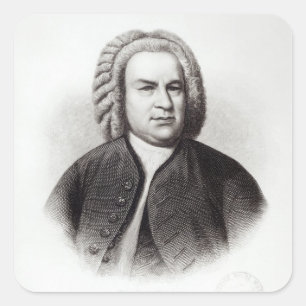 Portrait von Johann Sebastian Bach Quadratischer Aufkleber