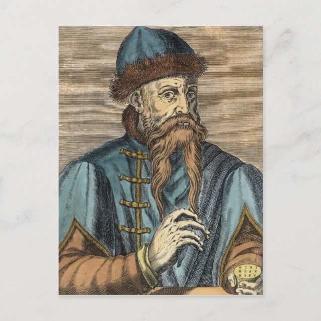 Portrait von Johannes Gutenberg 2 Postkarte (Vorderseite)