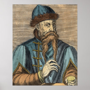 Portrait von Johannes Gutenberg Poster