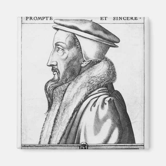 Portrait von John Calvin im Alter von 53, 1564 Magnet (Vorne)