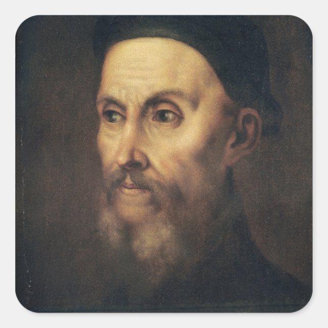 Portrait von John Calvin Quadratischer Aufkleber (Vorderseite)