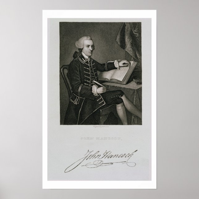 Portrait von John Hancock, graviert von John B. Fo Poster (Vorne)