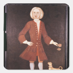 Portrait von Jonathan Bentham, c.1725 Quadratischer Aufkleber