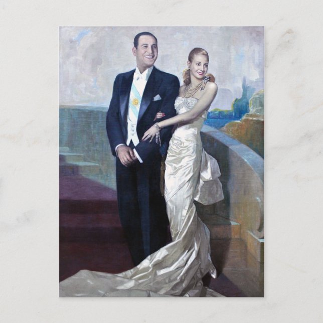 Portrait von Juan Domingo Perón und Eva Duarte Postkarte (Vorderseite)