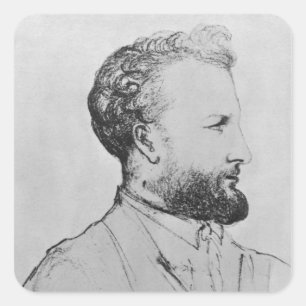Portrait von Jules Verne d Quadratischer Aufkleber