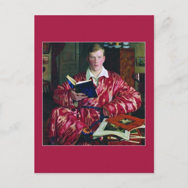 Portrait von K. B. Kustodiev von Boris Kustodiev Postkarte (Vorderseite)