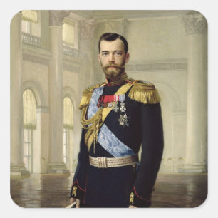 Portrait von Kaiser Nikolaus II., 1900 Quadratischer Aufkleber