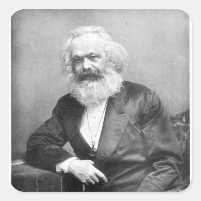 Portrait von Karl Marx Quadratischer Aufkleber (Vorderseite)