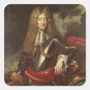 Portrait von König James II., c.1690 Quadratischer Aufkleber