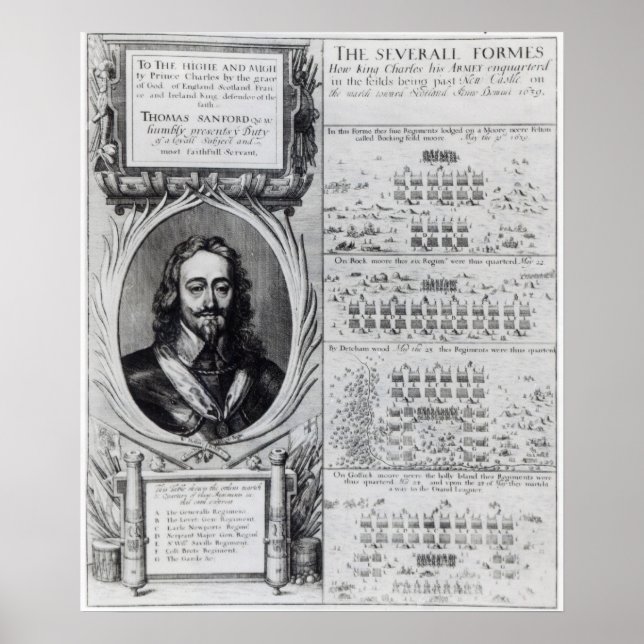 Portrait von König Karl I. mit Diagrammen Poster (Vorne)