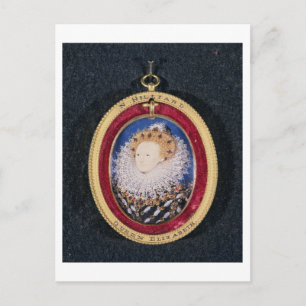Portrait von Königin Elisabeth I (w/c auf Perle) Postkarte
