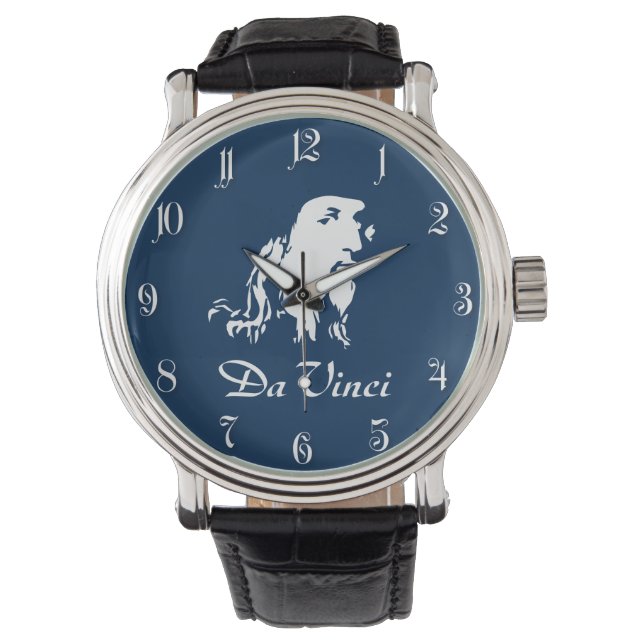 Portrait von Leonardo Da Vinci Armbanduhr (Vorderseite)