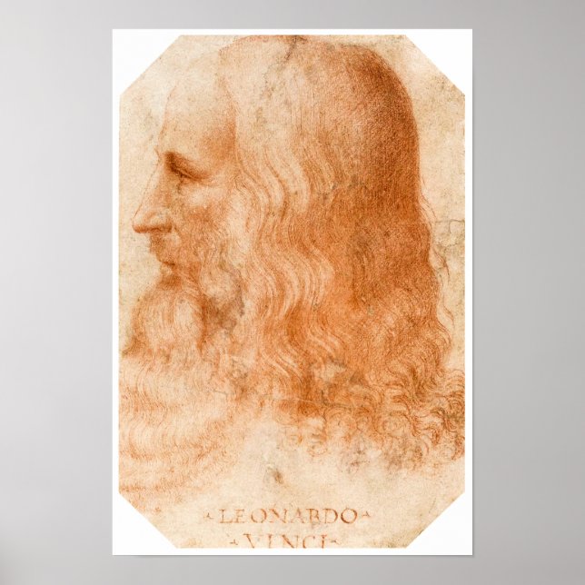 Portrait von Leonardo da Vinci von Francesco Melzi Poster (Vorne)