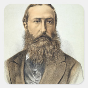Portrait von Leopold II (1835-1909), König von Bel Quadratischer Aufkleber