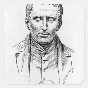 Portrait von Louis Braille Quadratischer Aufkleber