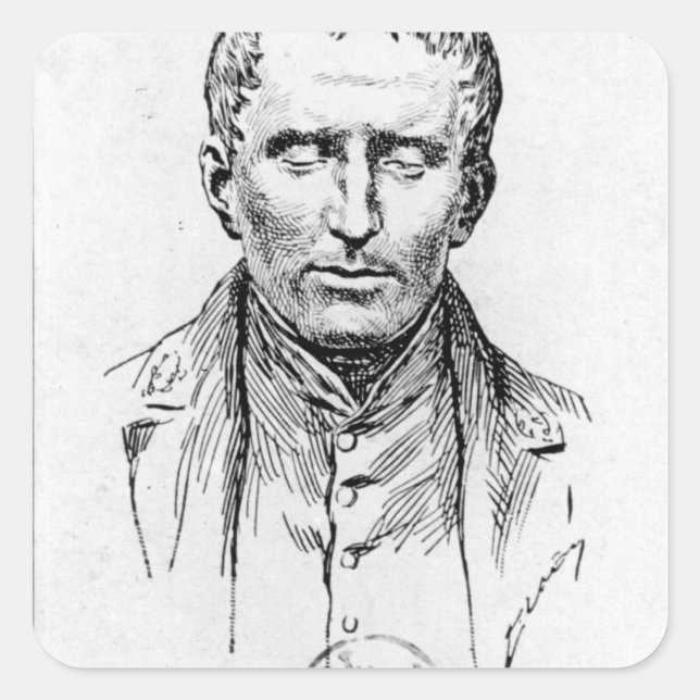 Portrait von Louis Braille Quadratischer Aufkleber (Vorderseite)