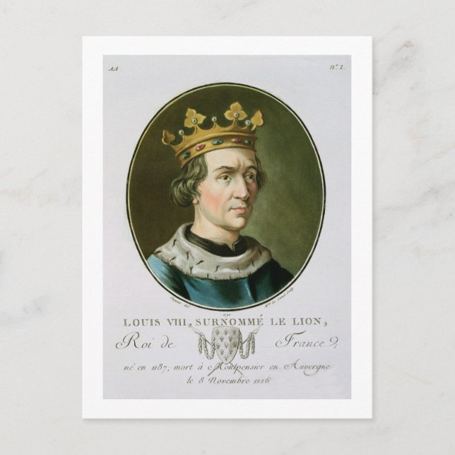 Portrait von Louis VIII, genannt "Le Lion", König  Postkarte (Vorderseite)