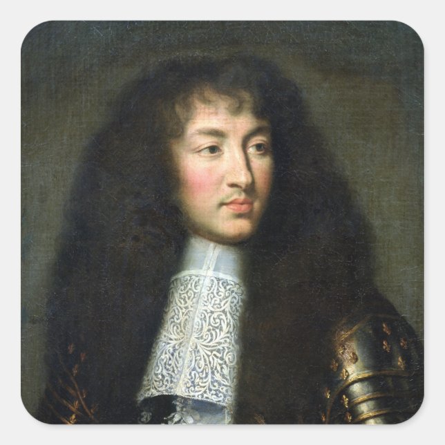 Portrait von Louis XIV Quadratischer Aufkleber (Vorderseite)
