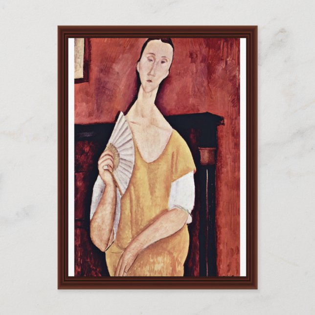 Portrait von Lunia Tschechowska mit Fan Postkarte (Vorderseite)