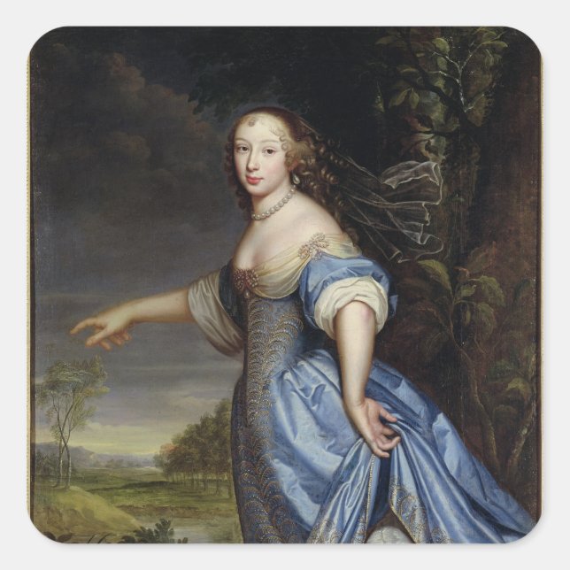Portrait von Madame de la Sabliere Quadratischer Aufkleber (Vorderseite)