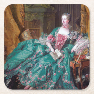 Portrait von Madame Pompadour, Boucher Rechteckiger Pappuntersetzer
