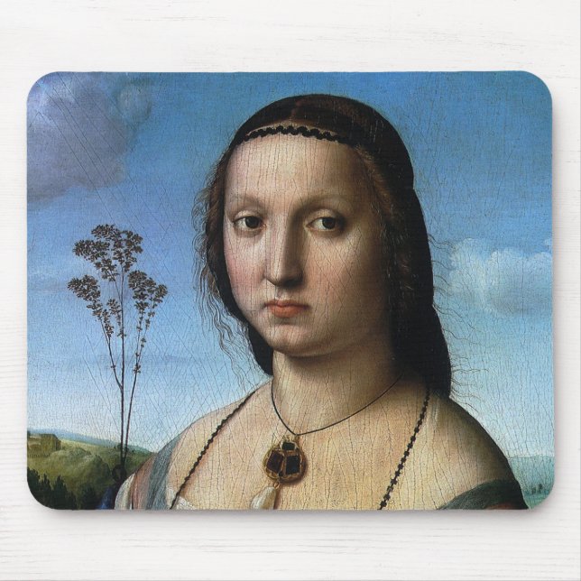 Portrait von Maddalena Doni von Raphael Sanzio Mousepad (Vorne)