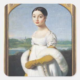 Portrait von Mademoiselle Caroline Riviere 1805 Quadratischer Aufkleber