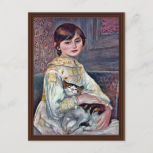 Portrait von Mademoiselle Julie Manet mit Katze Postkarte