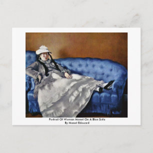 Portrait von Manet-Frau auf einem blauen Sofa Postkarte