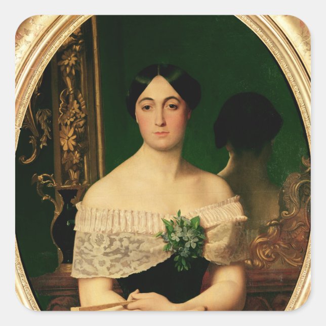 Portrait von Marianne Elisa Birch Quadratischer Aufkleber (Vorderseite)