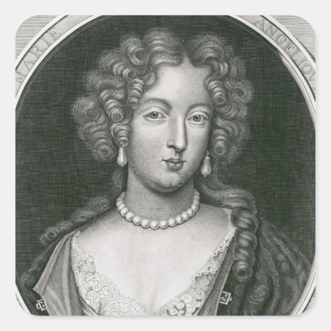 Portrait von Marie Angelique de Scoraille Quadratischer Aufkleber (Vorderseite)