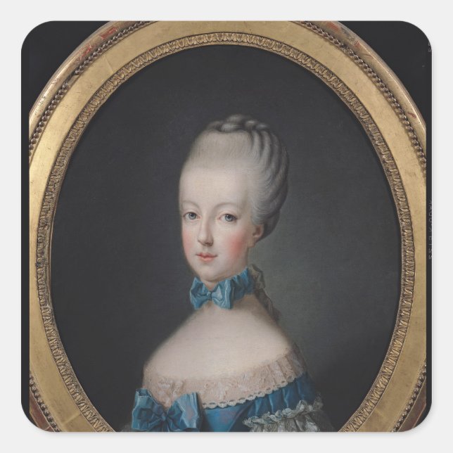 Portrait von Marie-Antoinette de Quadratischer Aufkleber (Vorderseite)