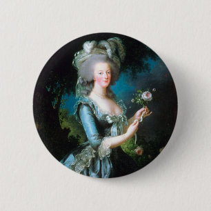 Portrait von Marie Antoinette mit einer Rose Button