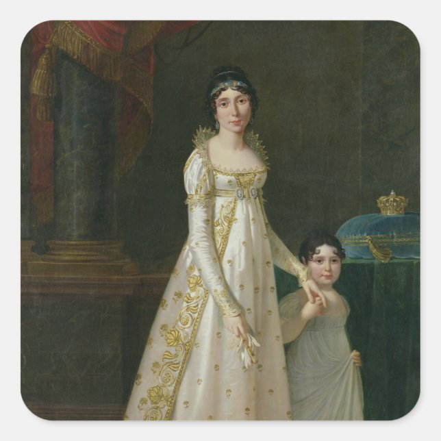 Portrait von Marie-Julie Clary Queen von Neapel Quadratischer Aufkleber (Vorderseite)
