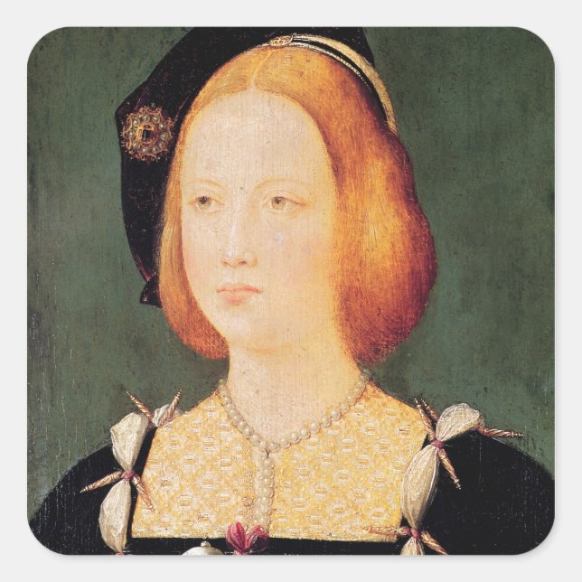 Portrait von Mary of England Quadratischer Aufkleber (Vorderseite)