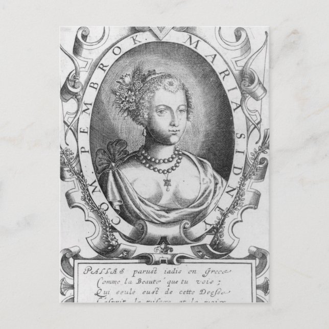 Portrait von Mary Sidney, Grafschaft von Pembroke Postkarte (Vorderseite)