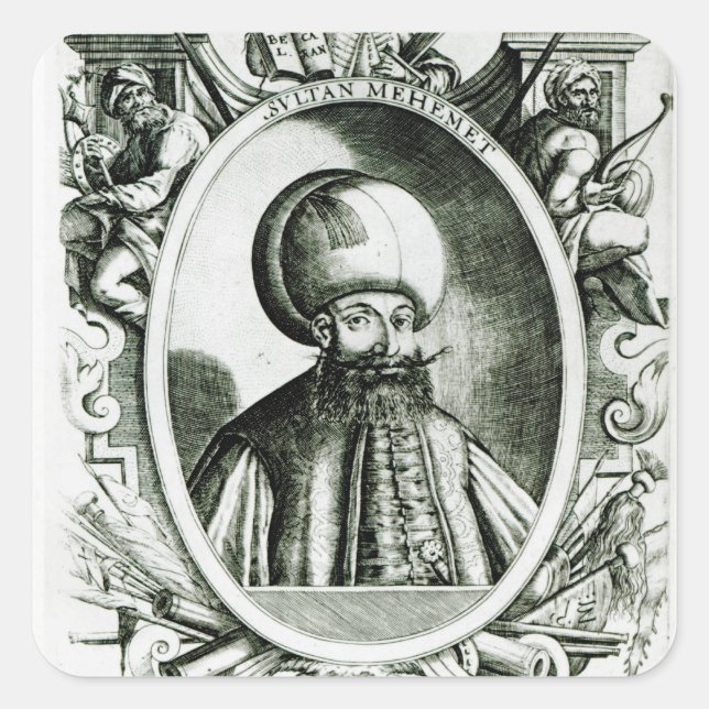 Portrait von Mehmet III Quadratischer Aufkleber (Vorderseite)