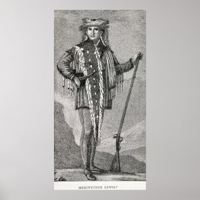 Portrait von Meriwether Lewis graviert Poster (Vorne)