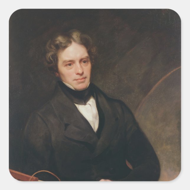 Portrait von Michael Faraday 1841-42 Quadratischer Aufkleber (Vorderseite)